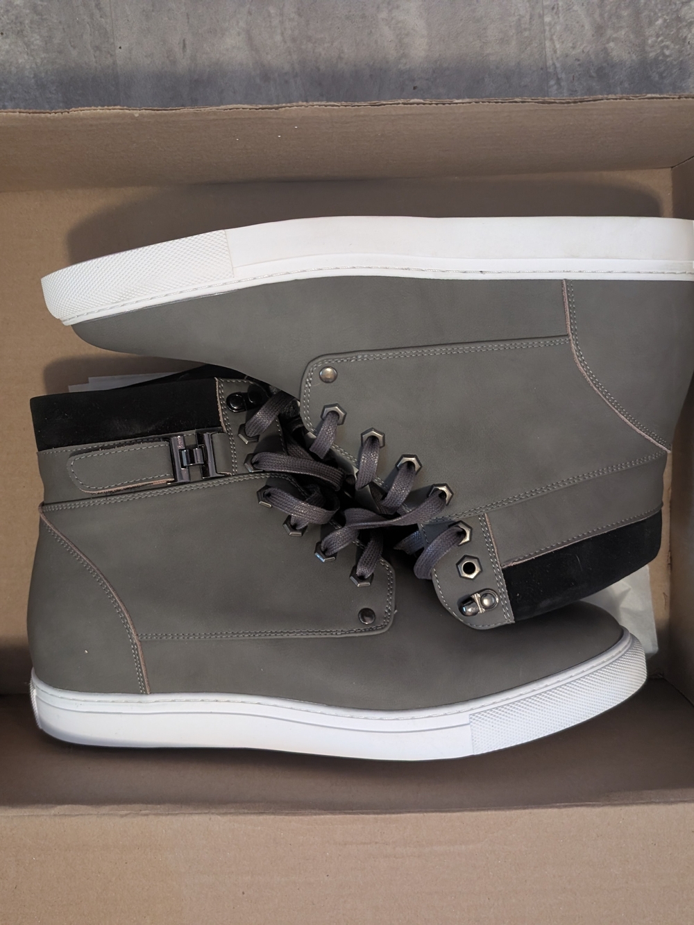 Men's Calto High-Top Casual Elevator Sneakers in Gray